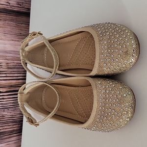 Tahari Girls Goldtone Rhinestone Jena-Flat Size 11